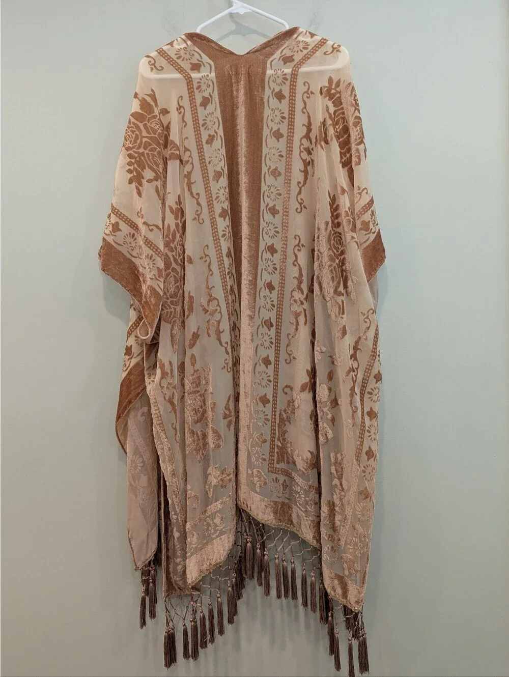 Free People Nightbird Burnout Brown Kimono One Size